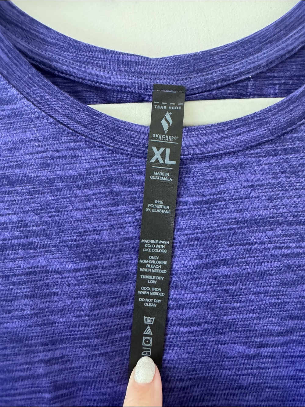 Skechers Short Sleeve Crewneck Tee in Heathered Purple - Picture 3 of 5
